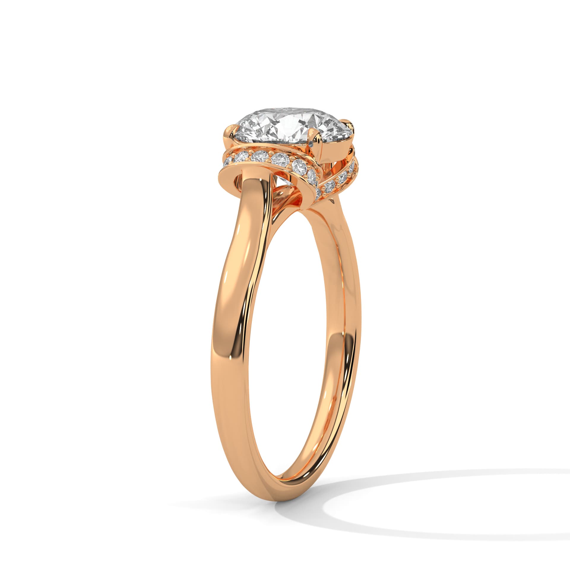 Vintage Ring With Round Diamond In White Gold thumbnail 8