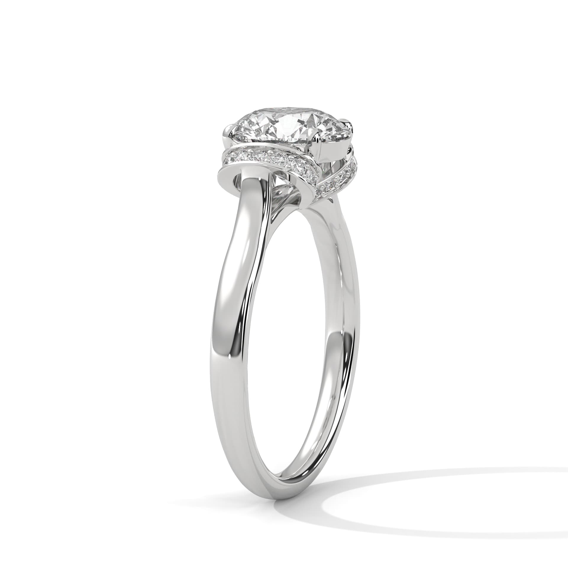 Vintage Ring With Round Diamond In White Gold thumbnail 9